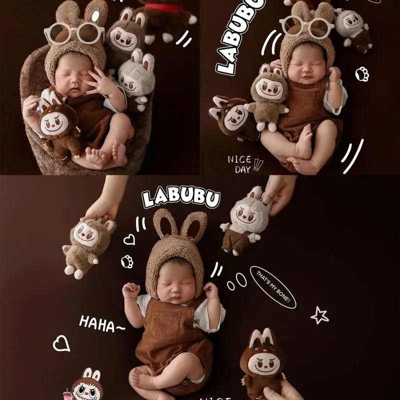 Labubu Brown Theme Set - Newborn Photography Props - Image 2
